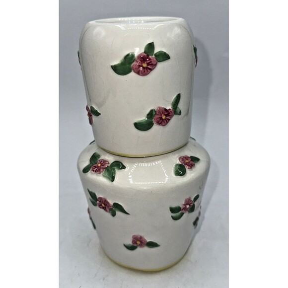 Vintage Pink Roses, Floral Chintz Carafe & Tumbler Bedside Tumbleup Cottagecore - Picture 2 of 13